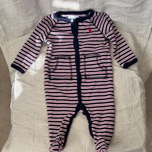 Ralph Lauren Navy and Red Striped Footie Pj’s